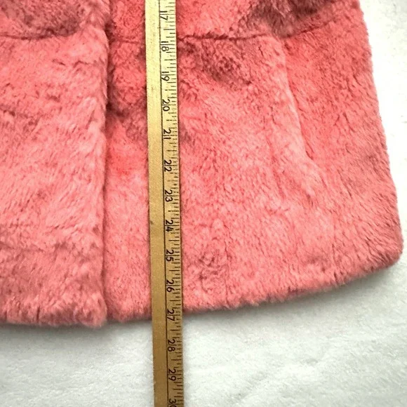 Bernardo Large L Spanish Rabbit Fur Coat Coral Salmon Jacket Satin Lined - Picture 3 of 11